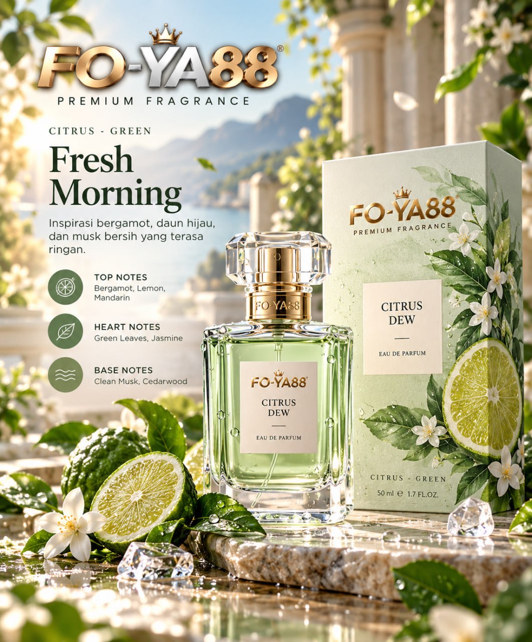 FO-YA88 parfum fresh dengan botol dan kemasan premium